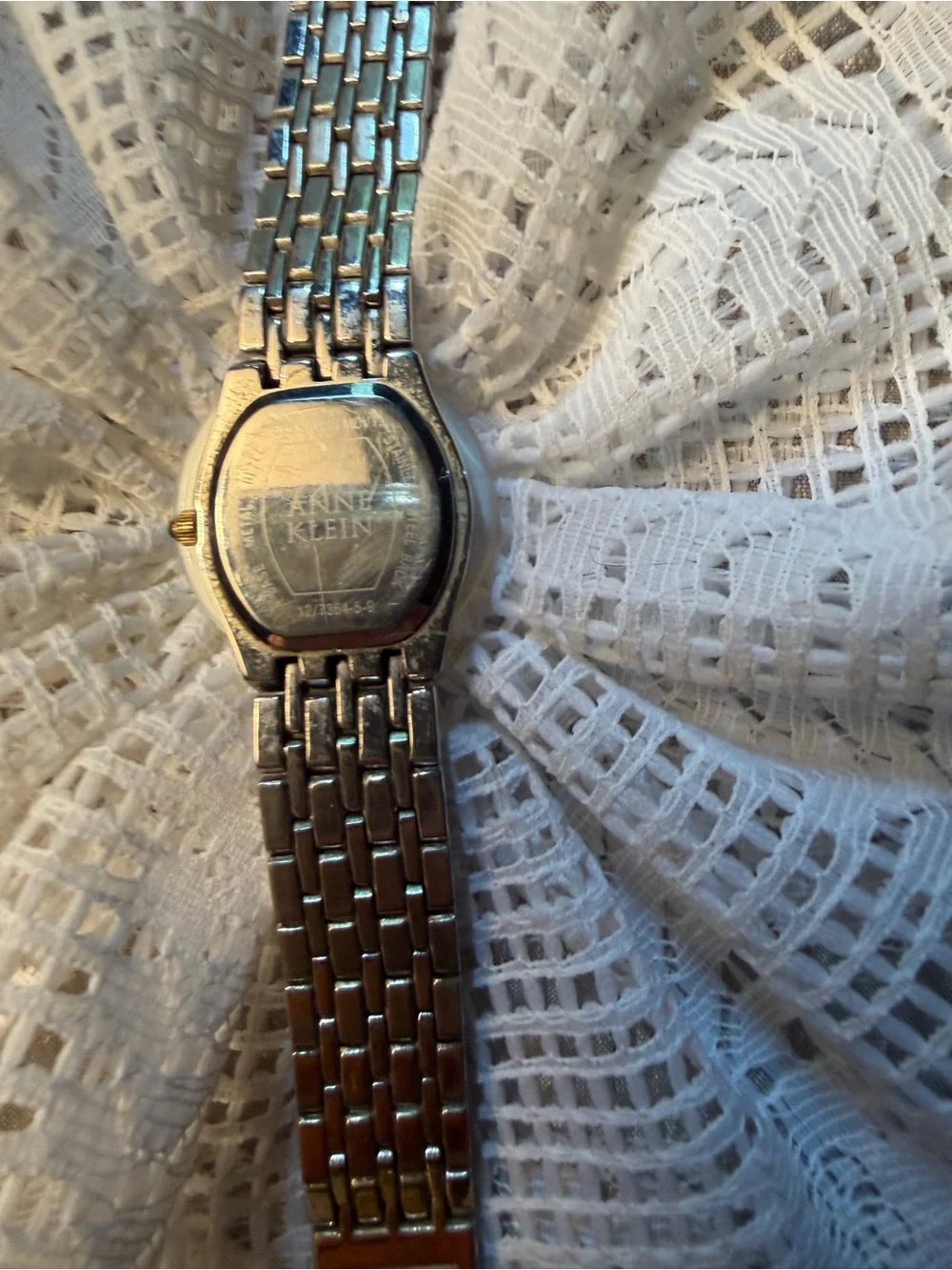 Anne Klein Two-Tone Gold and Silver Crystal Bezel Watch